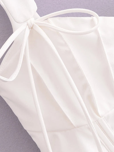 Chu Sau beauty 2024 Women Fashion Sweet Square Collar Tank Top Sexy Backless Chic Fish Bone Cropped Tops Palace Style Corset Top - Smarsty