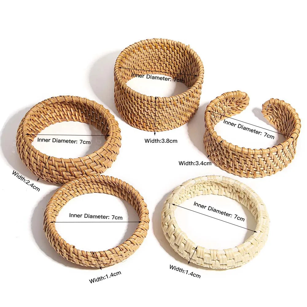 Boho Bamboo Rattan Weave Bracelet for Women - Smarsty