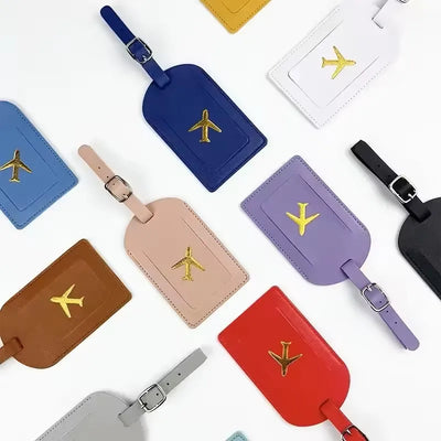 Stamped Leather Business Luggage Tag Suitcase Address Label Luggage Boarding Case Label Name ID Address Clip Travel Accessories - Smarsty