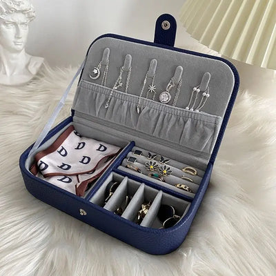 Portable Jewelry Organizer Case for Travel with Leather Storage - Smarsty