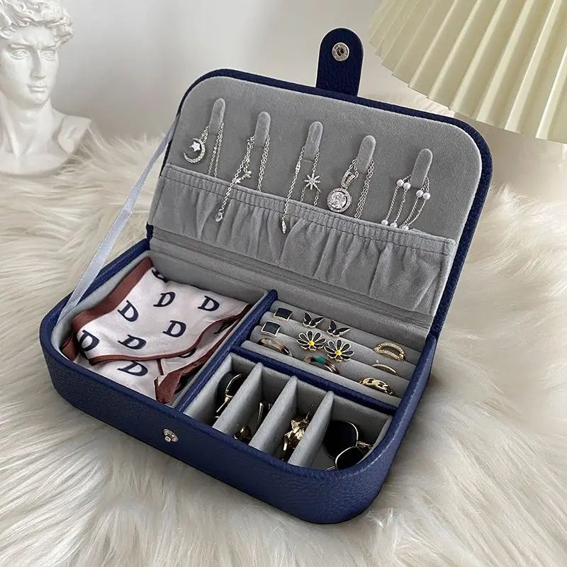 Portable Jewelry Organizer Case for Travel with Leather Storage - Smarsty