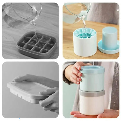 Food grade silicone cylindrical ice tray ice making mold for household kneading, ice storage box, ice cup, quick freezing (small