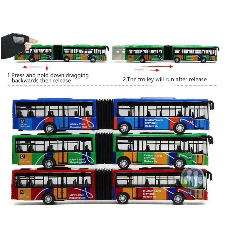 1:64 Alloy City Bus Model Vehicles City Express Bus Double Buses Diecast Vehicles Toys Funny Pull Back Car Children Kids Gifts by Smarsty