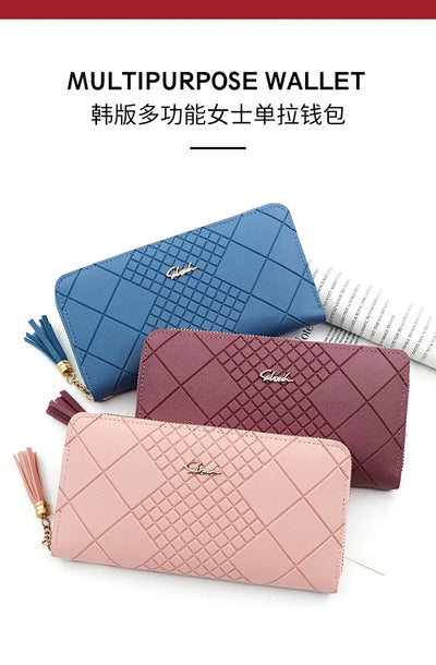 Zipper Money Coin Purse Women Card Holder Long PU Leather Clutch Wallet Large Capacity Lady Wristlet Phone HandBags Money Pocket - Smarsty
