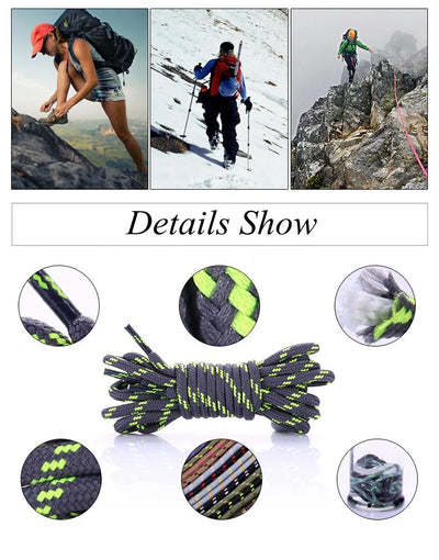 Round Climbing Shoelaces Hiking Walking Shoe Laces Work Boot Shoelace Outdoor Mountaineering Non Slip Duty Durable Shoestrings - Smarsty
