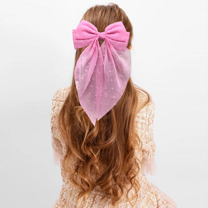 Girls Elegant Big Bow Satin Hair Clip Accessory - Smarsty