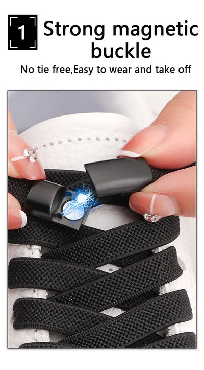 NEW NoTie Shoelaces Magnetic Shoe Laces Clip Flat Elastic Stretch Laces Sneakers Woman Men Children Casual Shoelace for AJ AF1 - Smarsty
