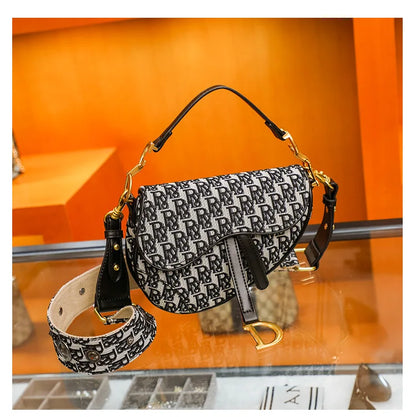 Studded Embroidered Shoulder Crossbody Bag Saddle Handbag - Smarsty