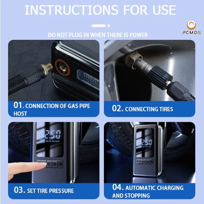 Portable Tire Inflator With LCD Display Wireless Charging - Smarsty