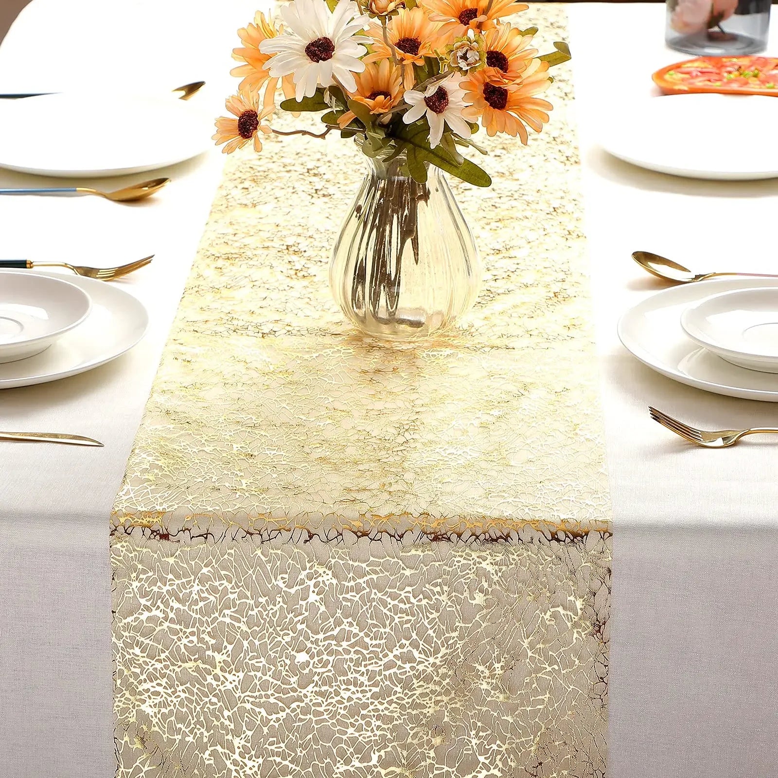 Gold Metallic Glitter Table Runner for Elegant Decor - Smarsty