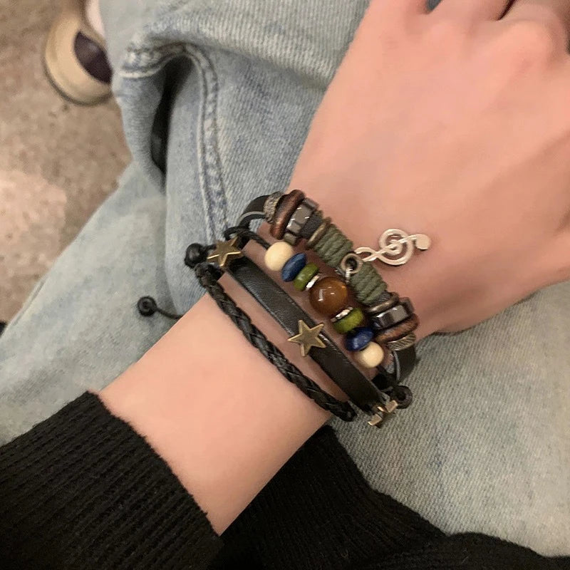 Handmade Leather Wrap Bracelet With Adjustable Beads - Smarsty