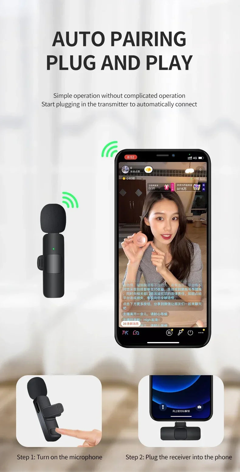 Basix Wireless Lavalier Microphone for iPhone Vlogging - Smarsty