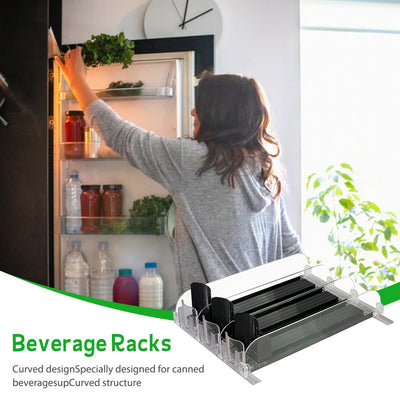 Canned Beverage Push Rack Drink Organizer Dispenser Spring Push Adjustable Width Storage Shelf E-shaped Glide for Kitchen Fridge by Smarsty