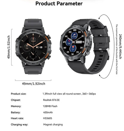 LIGE 1.39 Inch Bluetooth Smart Watch for Men - Smarsty
