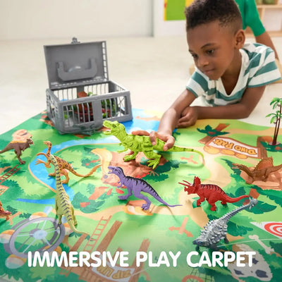 Joyfy 19 PCS Realistic Dinosaur Figures Toys with Activity Play Mat & Trees Dino Playset Toys for Kids 3-6 Year Birthday Gifts