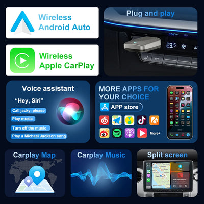 NEW Wireless CarPlay Android Auto Wireless Adapter Smart Mini Box Plug and play Connect Universal for Nissan Wireless Adapter - Smarsty