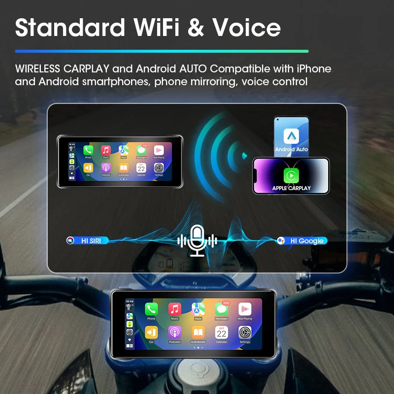 Portable Motorcycle Navigation Display CarPlay Android Auto - Smarsty