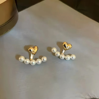 Light Luxury Simulated Pearl Heart Stud Earrings Gift - Smarsty