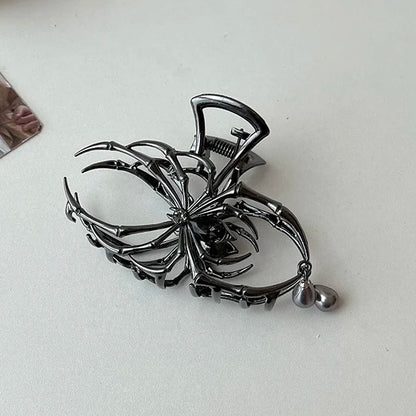 Silver Heart Hair Claw Clip Large Elegant Hold For Women - Smarsty