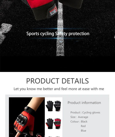 Men Half Finger Motorcycle Gloves Breathable Slip Resistant - Smarsty
