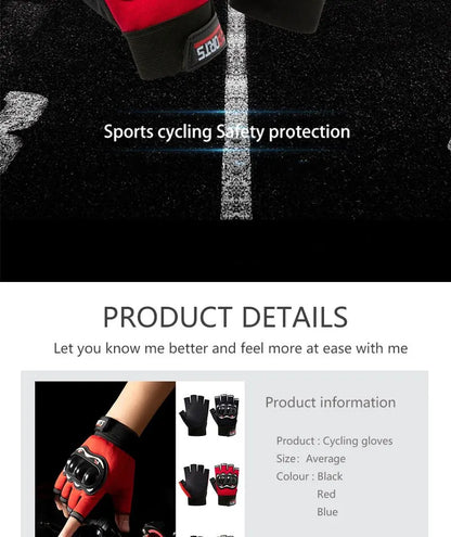 Men Half Finger Motorcycle Gloves Breathable Slip Resistant - Smarsty