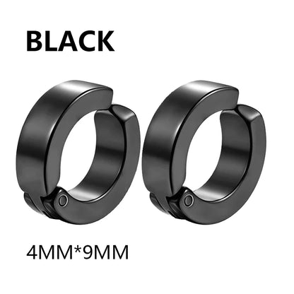 Stainless Steel Ear Clip Earrings No Piercing Black - Smarsty