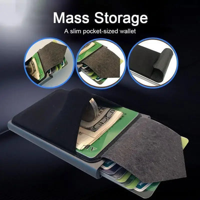 Rfid Smart Credit Card Holder Wallets Metal Slim Pop Up Minimalist Men Wallets Black Male Purse Money Bags Carteira Masculina - Smarsty