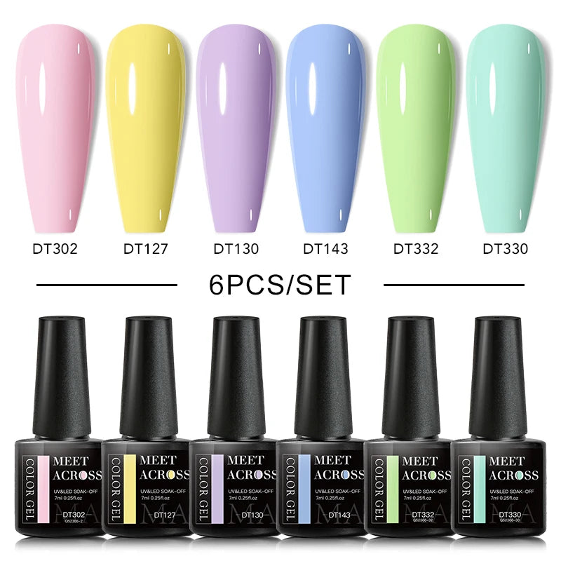 Macaron Series Gel Nail Polish Set with Glitter - Smarsty
