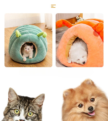 Warm Plush Cat Bed with Foldable Design - Smarsty