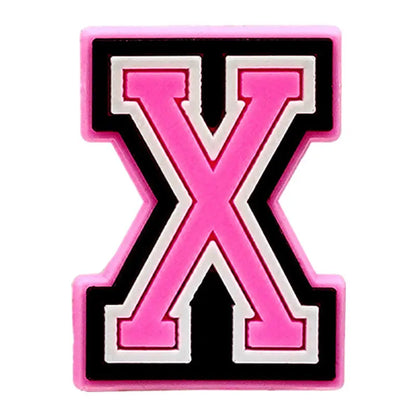 Pink Letter Shoe Charms for Crocs Accessories Women Clogs Pins Men Badge Kids Jeans Girls Decorations Buckle Shoes Accessories