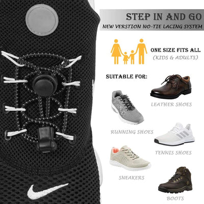 Round Elastic Shoelaces Suitable For Various Shoe Accessories No Tie Shoelace Fixed Stretching Locking Lazy laces 1 Pair - Smarsty