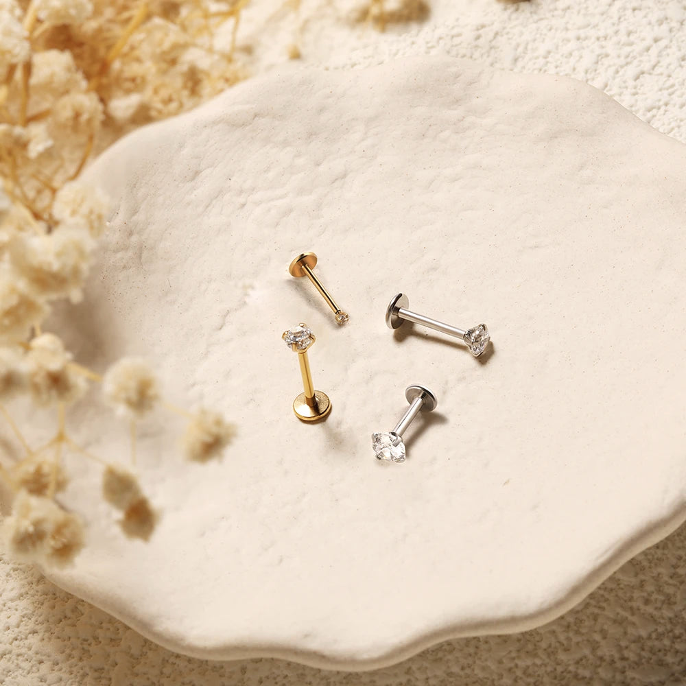 316L Stainless Steel Tiny CZ Cartilage Stud Earrings - Smarsty