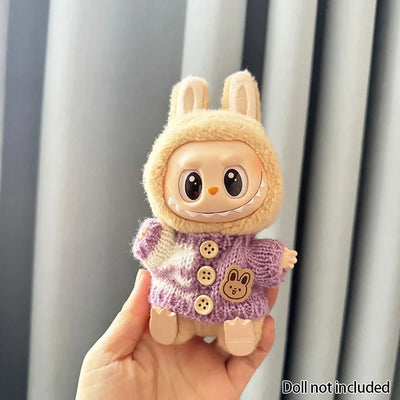 For 15-17 cm v1v2 Labubu Clothes outfit Labubu Sitting Party Bear Label Scarf Hat Bag Dolls Accessories Cute Decoration by Smarsty