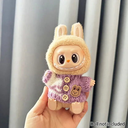 For 15-17 cm v1v2 Labubu Clothes outfit Labubu Sitting Party Bear Label Scarf Hat Bag Dolls Accessories Cute Decoration by Smarsty