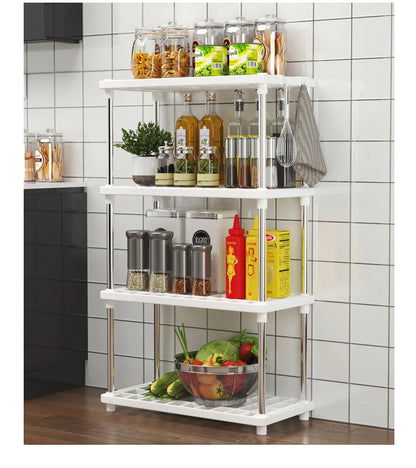 Four-Layer Multifunctional Storage Rack for Bathroom, Living Room, Kitchen, and Bedroom; Plastic Floor-Standing Storage Rack for Bathroom Organization by Smarsty