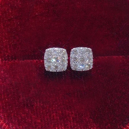 Shiny CZ Square Stud Earrings for Women Versatile Fashion Jewelry - Smarsty