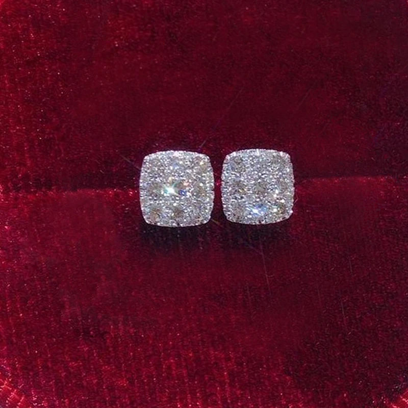 Shiny CZ Square Stud Earrings for Women Versatile Fashion Jewelry - Smarsty