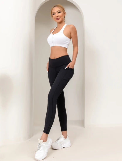 Gym cropped pants, high waisted fitness leggings, elastic  exercise yoga pants, casual shark pants for women - Smarsty