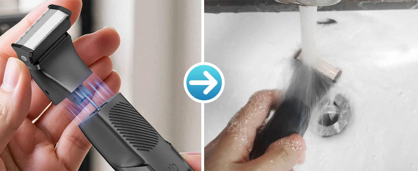 MAXGROOM 3 in 1 Men Bidirectional Body Hair Trimmer Electric Shaver IPX6 Waterproof Double-edged Razor Whole Body Hair Trimmer