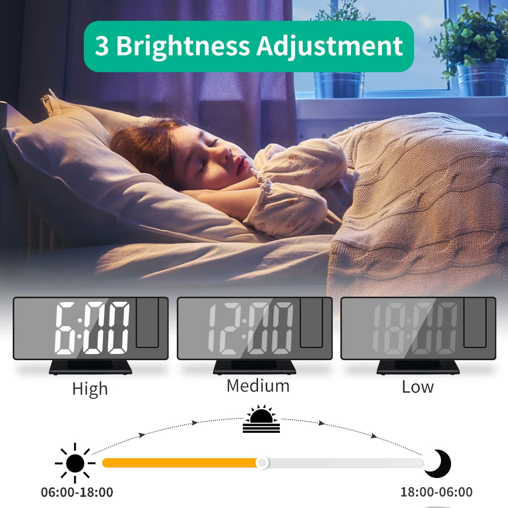 180 Degree Projection Alarm Clock with USB Charging - Smarsty