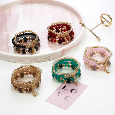 Colorful Glass Beaded Bracelet Set for Women - Smarsty