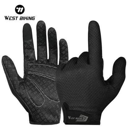 West Biking Full Finger Cycling Gloves Non Slip Silicone Palm - Smarsty