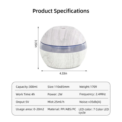 300ml Ultrasonic Humidifier with Timer and Aromatherapy - Smarsty