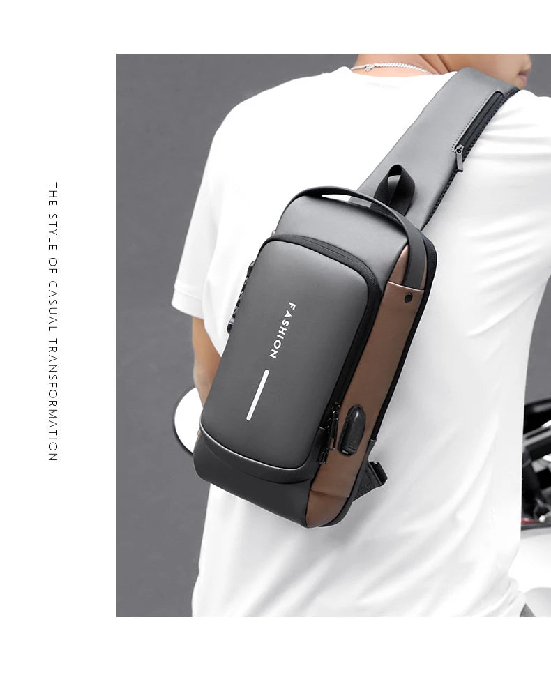 Anti Theft Chest Bag USB Charge Crossbody Sling Pack - Smarsty
