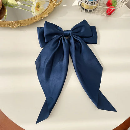 Trendy Solid Color Satin Ribbon Hair Bows for Women - Smarsty