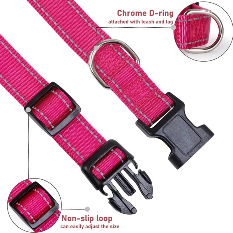 Reflective Nylon Dog Collar With Adjustable Safety Feature - Smarsty