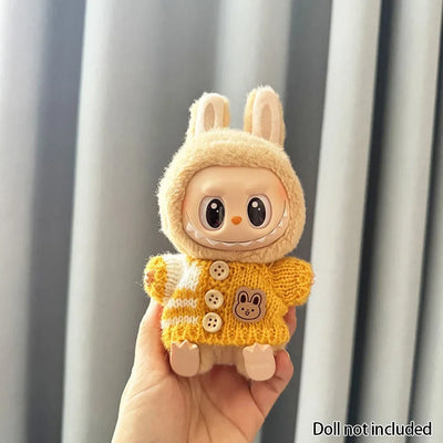 For 15-17 cm v1v2 Labubu Clothes outfit Labubu Sitting Party Bear Label Scarf Hat Bag Dolls Accessories Cute Decoration by Smarsty