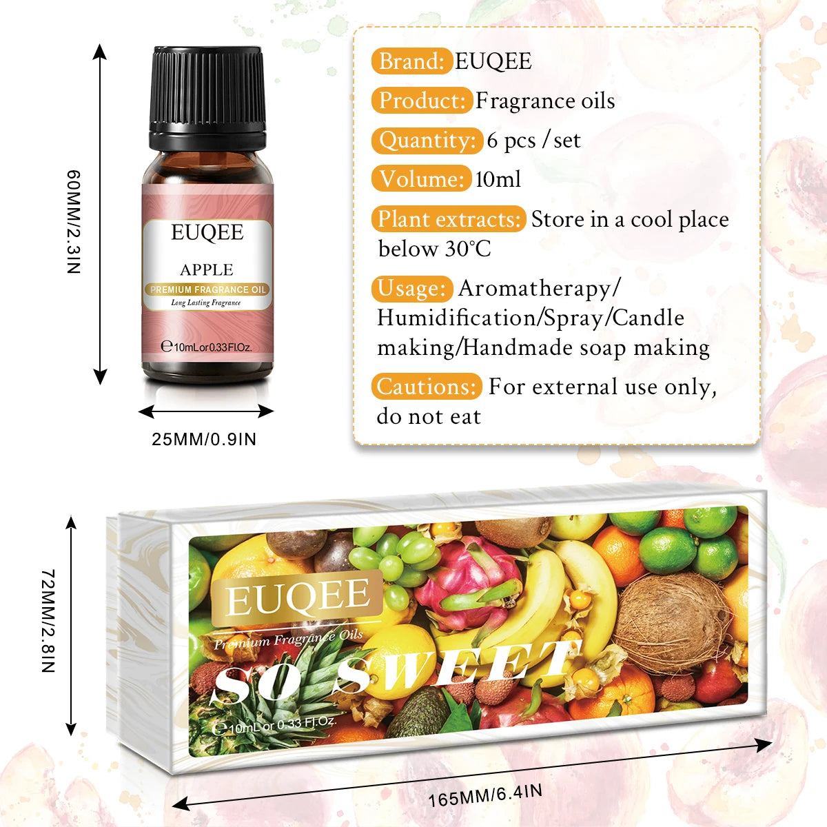 EUQEE 6pcs Fruit Fragrance Oils Set for Diffusers - Smarsty