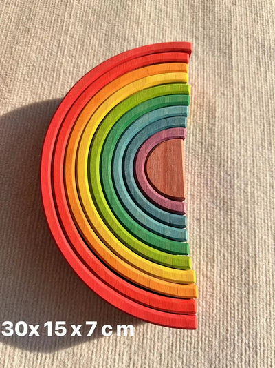 High Quality Wooden Toys Lime Wood Rainbow Arch Stacking Blocks Building Semi Color Sorting Peg Dolls Balls Slat for Kids Play - Smarsty