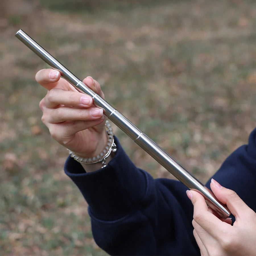 Stainless Steel Blowpipe Pocket Bellow Collapsible Air Blow Stick Campfire Fire Tool Outdoor Bushcraft Camping Hiking Cooking